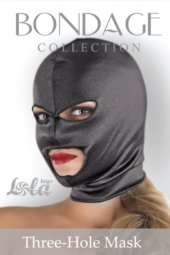 Чёрная маска-шлем Three-Hole Mask с вырезами для глаз и рта - 0