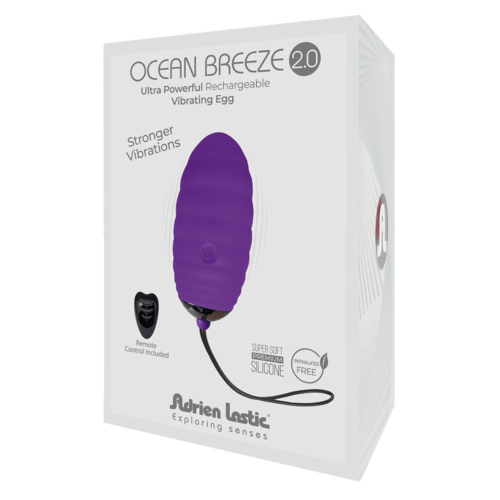Фиолетовое виброяйцо с пультом ДУ Ocean Breeze 2.0 + LRS - 1