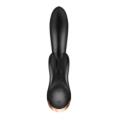 Черный вибратор-кролик Double Flex с двумя клиторальными отростками - 20,1 см. - 6