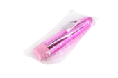 Розовый глянцевый пластиковый вибратор - 14 см. - 2