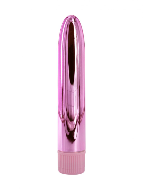 Розовый глянцевый пластиковый вибратор - 14 см. - 0