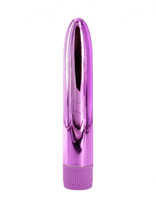 Лиловый глянцевый пластиковый вибратор - 14 см. - 0