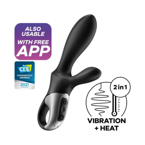 Черный анальный вибратор Heat Climax+ с функцией нагрева - 20,6 см. - 3