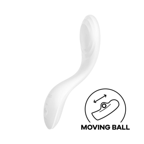 Белый вибромассажер Rrrolling Pleasure с движущимся шариком - 23 см. - 3