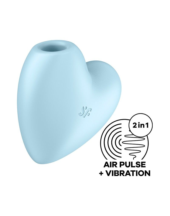 Голубой вибромассажер Cutie Heart с вакуум-волновой стимуляцией - 2