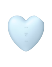 Голубой вибромассажер Cutie Heart с вакуум-волновой стимуляцией - 3