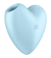 Голубой вибромассажер Cutie Heart с вакуум-волновой стимуляцией - 0