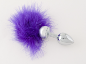 Малая анальная втулка с фиолетовой опушкой - 7 см. - 0
