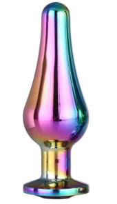 Радужная анальная пробка с кристаллом Coloured Pleasure Plug S - 9 см. - 0