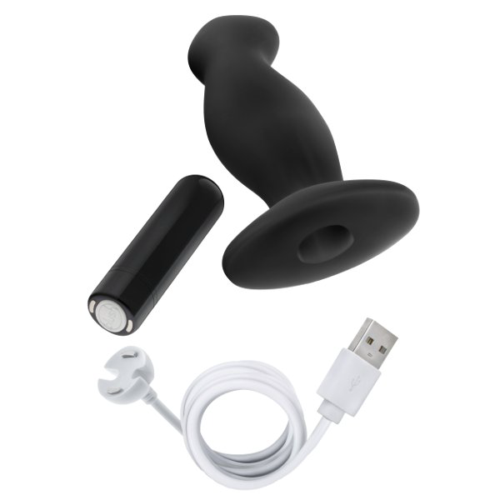 Черный анальный вибромассажёр Silicone Vibrating Prostate Massager 02 - 10,8 см. - 6