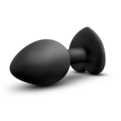 Черная анальная втулка с прозрачным кристаллом в виде сердечка Bling Plug Small - 7,6 см. - 4