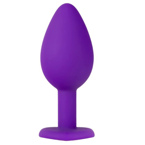 Фиолетовая анальная пробка с золотистым кристаллом-сердцем Bling Plug Small - 7,6 см. - 0