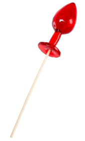 Красный леденец в форме большой анальной пробки со вкусом виски - 2