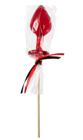 Красный леденец в форме большой анальной пробки со вкусом виски - 3