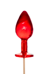 Красный леденец в форме большой анальной пробки со вкусом виски - 0