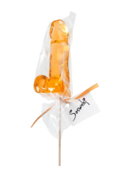Оранжевый леденец в форме пениса со вкусом аморетто - 0