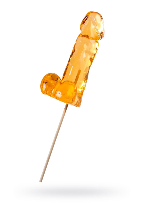 Оранжевый леденец в форме пениса со вкусом аморетто - 2