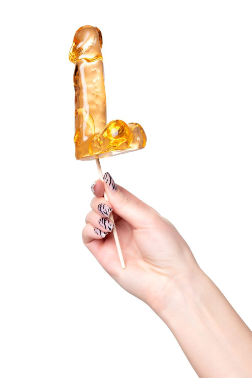 Оранжевый леденец в форме пениса со вкусом аморетто - 4