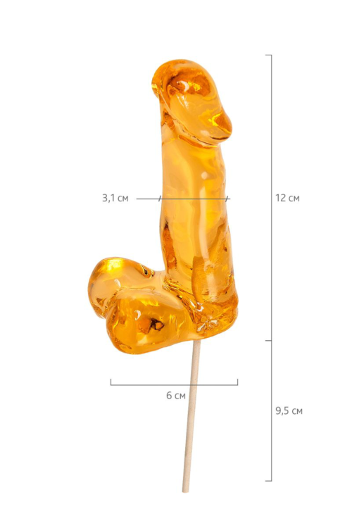 Оранжевый леденец в форме пениса со вкусом аморетто - 5