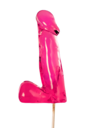 Розовый леденец в форме пениса со вкусом бабл-гам - 1
