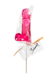 Розовый леденец в форме пениса со вкусом бабл-гам - 0