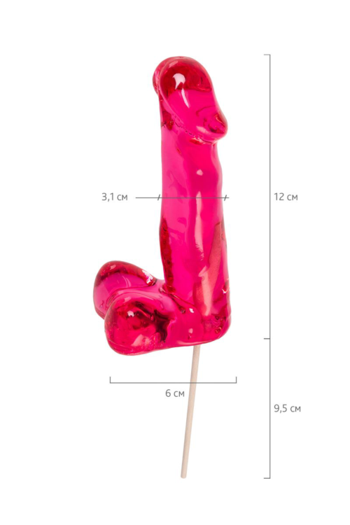 Розовый леденец в форме пениса со вкусом бабл-гам - 5