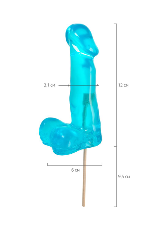 Голубой леденец в форме пениса со вкусом перечной мяты - 5