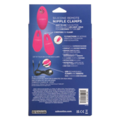 Розовые зажимы для сосков с дистанционным управлением Silicone Remote Nipple Clamps - 2