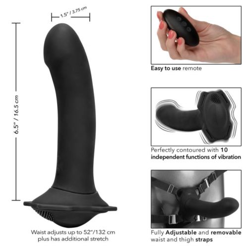 Черный женский страпон с вибрацией Me2 Remote Rumbler - 16,5 см. - 4