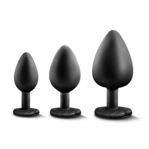 Набор из 3 черных анальных пробок с радужным кристаллом Bling Plugs Training Kit - 4