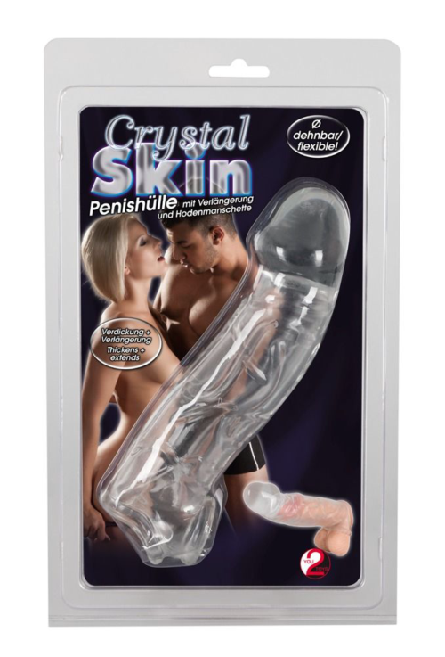 Прозрачная насадка на пенис с фиксацией Crystal Skin - 3