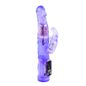 Фиолетовый вибратор-кролик с функцией ротации - 21,5 см. - 0