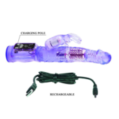 Фиолетовый вибратор-кролик с функцией ротации - 21,5 см. - 4