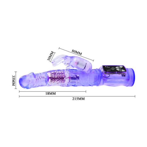 Фиолетовый вибратор-кролик с функцией ротации - 21,5 см. - 2