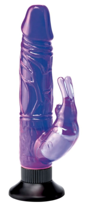Фиолетовый вибратор-кролик с присоской Deluxe Bunny - 21 см. - 0