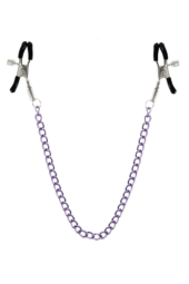 Зажимы для сосков с фиолетовой цепочкой Sweet Caress Nipple Chain - 0
