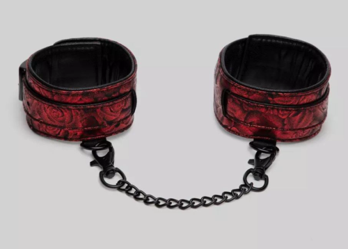Красно-черные оковы Reversible Faux Leather Ankle Cuffs - 0