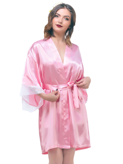 Короткий халатик-кимоно с кружевным сердечком на спинке - 5