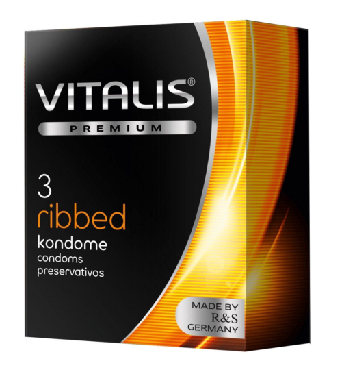 Ребристые презервативы VITALIS PREMIUM ribbed - 3 шт. - 0