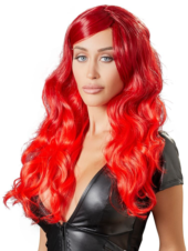 Ярко-красный парик с волнистыми волосами - 1