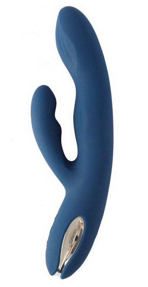 Синий вибратор-кролик Aylin с пульсирующей головкой - 21,5 см. - 0