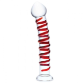 Прозрачный стимулятор с красной спиралью 10 Mr. Swirly Dildo - 25,4 см. - 0