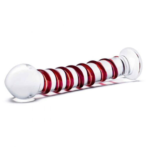 Прозрачный стимулятор с красной спиралью 10 Mr. Swirly Dildo - 25,4 см. - 2