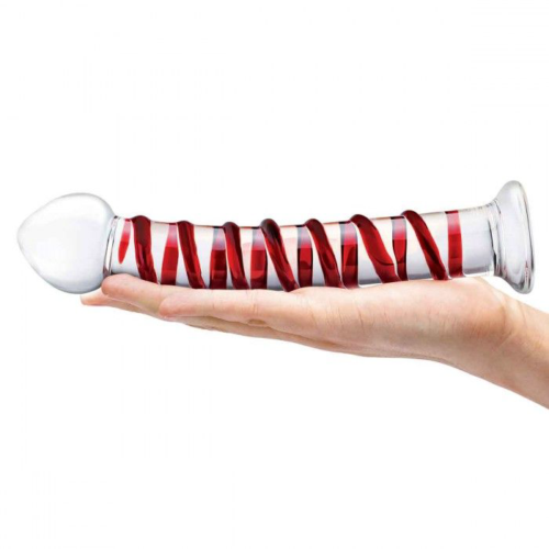 Прозрачный стимулятор с красной спиралью 10 Mr. Swirly Dildo - 25,4 см. - 4
