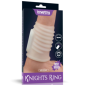 Белая ребристая вибронасадка на пенис Knights Ring - 1