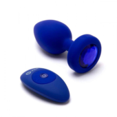Синяя вибропробка Vibrating Jewel Plug L/XL - 11 см. - 3