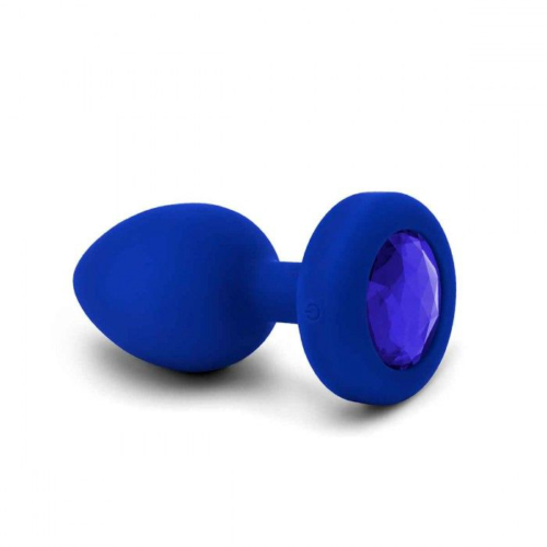 Синяя вибропробка Vibrating Jewel Plug L/XL - 11 см. - 0