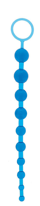 Синяя анальная цепочка с кольцом ORIENTAL JELLY BUTT BEADS - 26,6 см. - 0