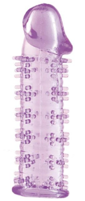 Гелевая фиолетовая насадка на фаллос с шипами - 12 см. - 0