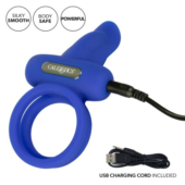 Синее перезаряжаемое эрекционное кольцо Silicone Rechargeable Dual Pleaser Enhancer - 1